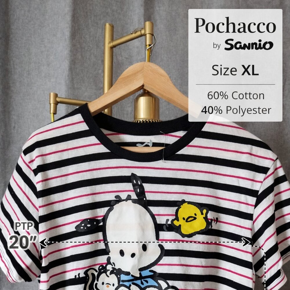 Pochacco by Sanrio Cropped T-Shirt – Women’s XL – Black/White/Pink Graphic - Picture 2 of 9
